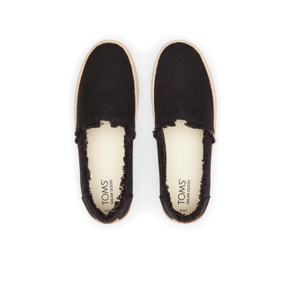 Toms Black Canvas Espadrille Platforms - Picture 6 of 6